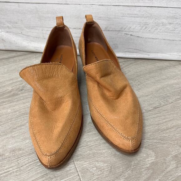 Lucky Brand Shoes Womens Size 10M Tan Mahzan Slip On Leather Suede Loafers - Picture 3 of 16